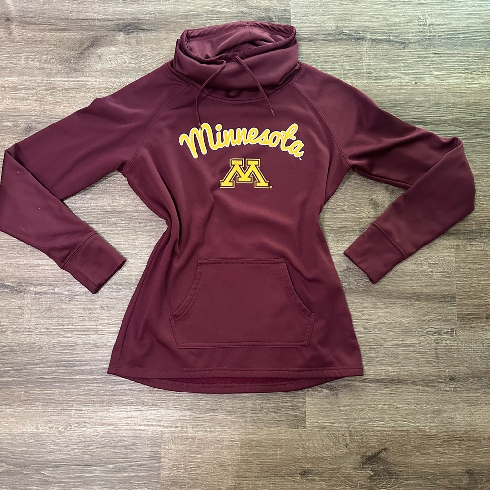 Minnesota Women's Maroon Pullover Hoodie with tunic hood